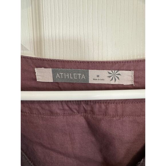 Athleta Deep Burgundy Linen Blend Tunic Dress Bohemian 3/4 Sleeve - Picture 5 of 8